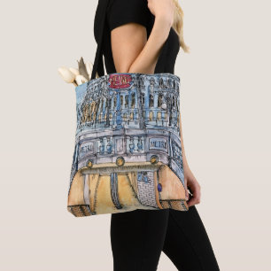 Bestimmungsorte Watercolor-Vintager Metro-Eingang Tasche