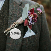 Bestman Black Brush Script Bow Krawatte Wedding Pa Button