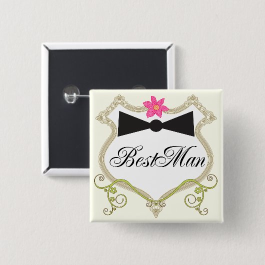 BestMan BowTie Wedding Abzeichen Button (Vorne & Hinten)