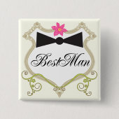 BestMan BowTie Wedding Abzeichen Button (Vorderseite)
