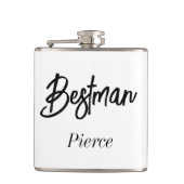 Bestman Schwarz-weiß Wedding Trauzeugen Flachmann (Vorderseite)