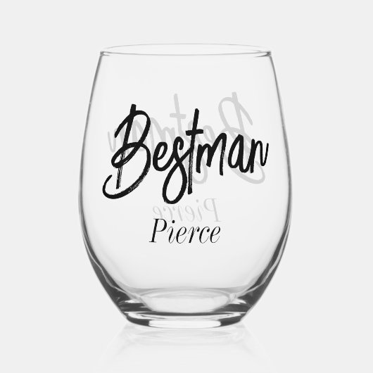 Bestman Schwarz-weiß Wedding Weinglas Ohne Stiel (Rückseite)