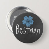 Bestman Wild Blue Rose Chalkboard Button (Vorne & Hinten)