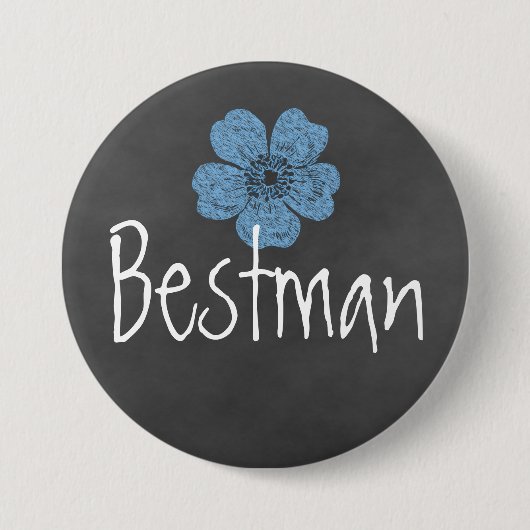 Bestman Wild Blue Rose Chalkboard Button (Vorderseite)