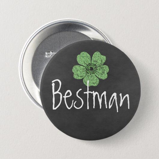 Bestman Wild Green Rose Chalkboard Button (Vorne & Hinten)