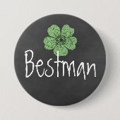 Bestman Wild Green Rose Chalkboard Button (Vorderseite)