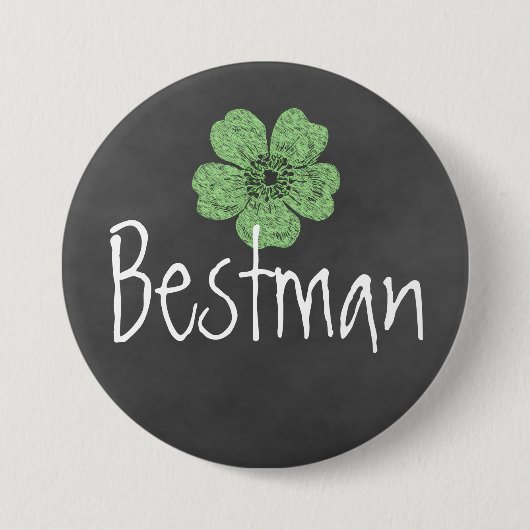 Bestman Wild Green Rose Chalkboard Button (Vorderseite)