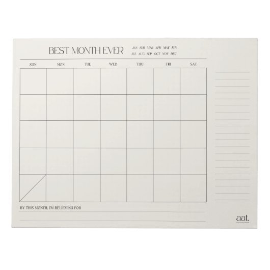 Bestmonatsplaner 11" x 8,5" Notepad - 40 Seiten Notizblock (Vorderseite)