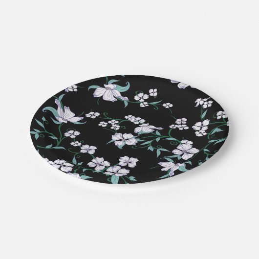 Bestseller Blumendesign für Hochzeiten Pappteller (Schrägansicht)