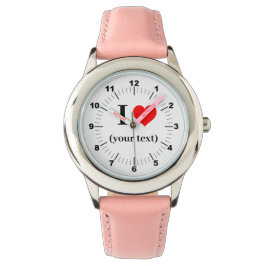 BESTSELLER! Kid's I ❤️ Pink Leder Strap Watch Armbanduhr