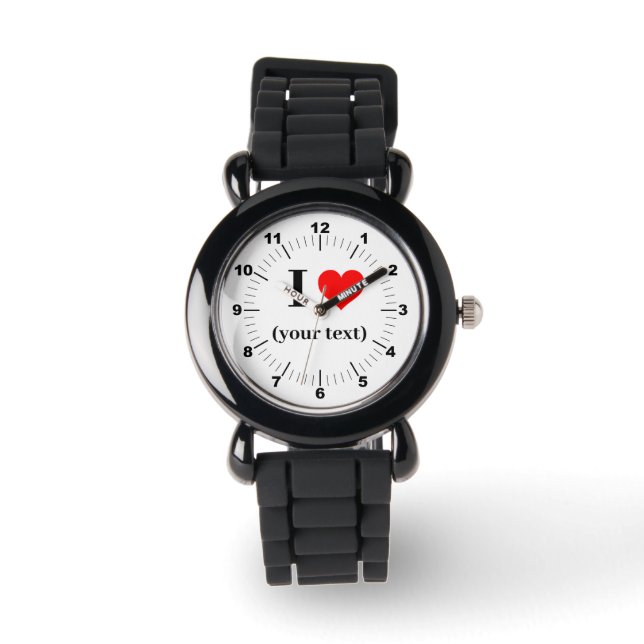 BESTSELLER! Kid's I ❤️ Silver Glitzer Strap Watch Armbanduhr (Vorderseite)
