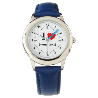 BESTSELLER! Kid's I ❤️ Stainless Steel Blue Number Armbanduhr