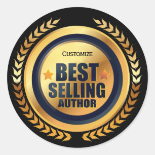 Bestsellerautor in Schwarz und Gold Runder Aufkleber