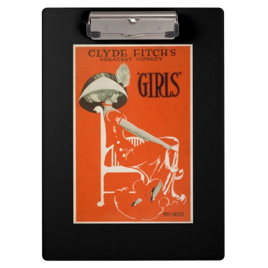 Bestste Komödie Clydes Fitchs, "Mädchen-" Theater Klemmbrett (Vorderseite)