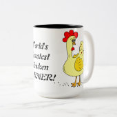 Bestster das Huhn-Bauer der Welt Zweifarbige Tasse (VorderseiteRechts)