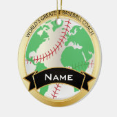Bestster Text der Welt des Baseballtrainer-| DIY Keramikornament (Links)