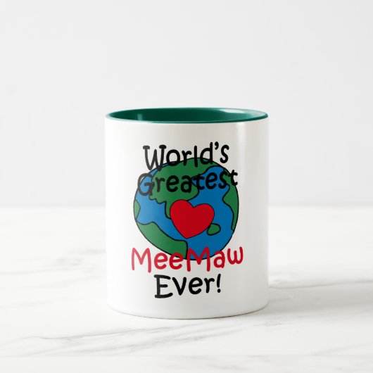Beststes das MeeMaw der Welt Herz Zweifarbige Tasse (Mittel)