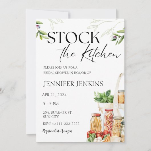 Bestücken Sie das Küchenpantry-Brautparty Einladung (Vorderseite)