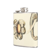 Bestückte Tiere auf Creme-Hintergrund gemalt Flachmann (Links)