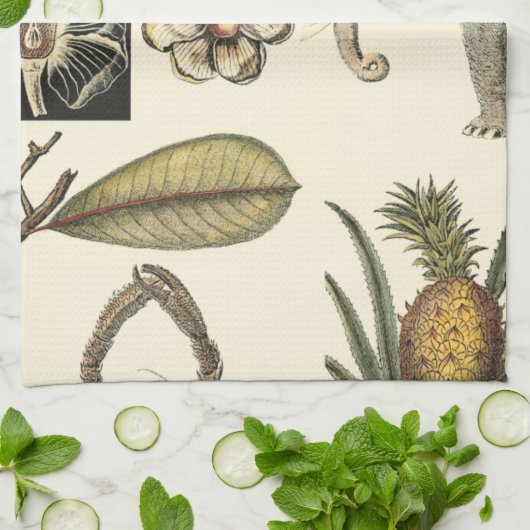 Bestückte Tiere auf Creme-Hintergrund gemalt Geschirrtuch (Gefaltet)