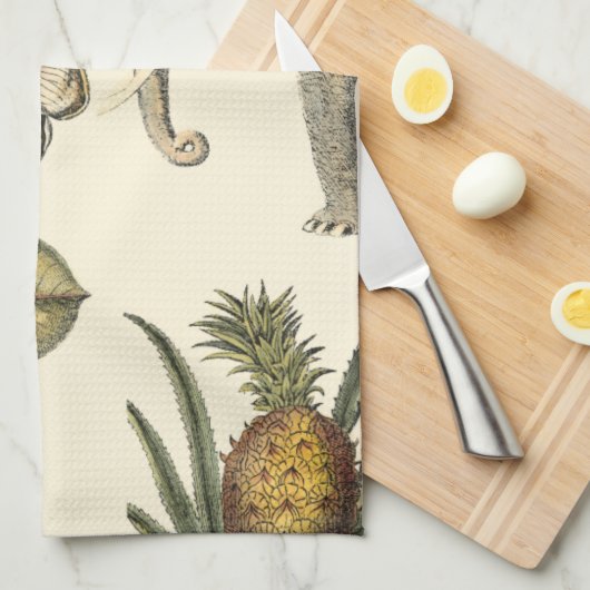 Bestückte Tiere auf Creme-Hintergrund gemalt Geschirrtuch (Viertel Falte)