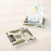 Bestückte Tiere auf Creme-Hintergrund gemalt Glasuntersetzer (Schrägansicht)