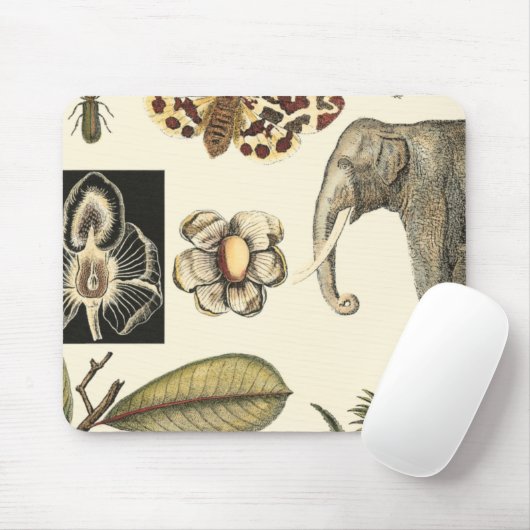 Bestückte Tiere auf Creme-Hintergrund gemalt Mousepad (Mit Mouse)