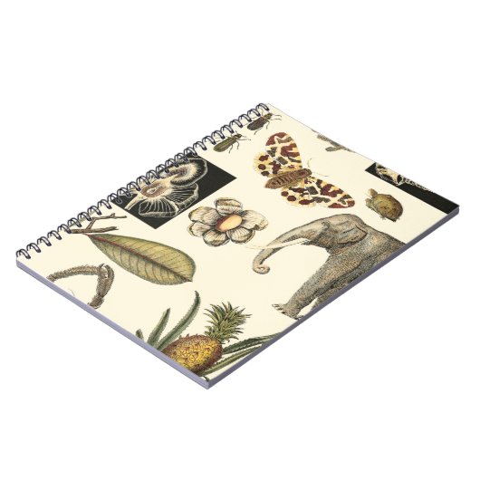 Bestückte Tiere auf Creme-Hintergrund gemalt Notizblock (Linke Seite)