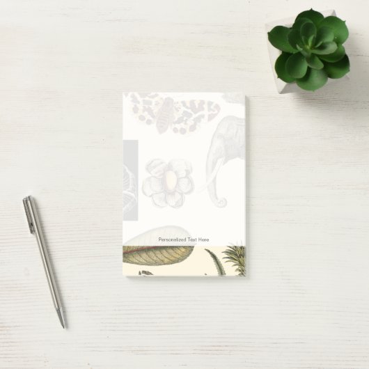 Bestückte Tiere auf Creme-Hintergrund gemalt Post-it Klebezettel (Büro)