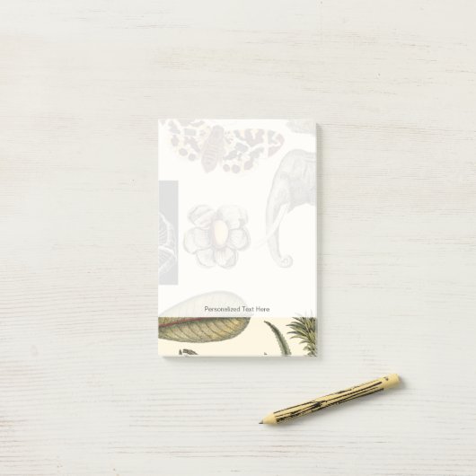 Bestückte Tiere auf Creme-Hintergrund gemalt Post-it Klebezettel (Auf Schreibtisch)