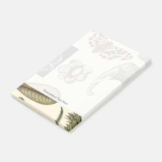 Bestückte Tiere auf Creme-Hintergrund gemalt Post-it Klebezettel (angewinkelt)