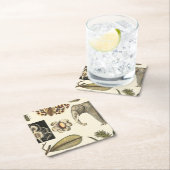 Bestückte Tiere auf Creme-Hintergrund gemalt Rechteckiger Pappuntersetzer (Vor Ort)