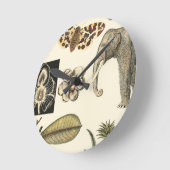 Bestückte Tiere auf Creme-Hintergrund gemalt Runde Wanduhr (Winkel)