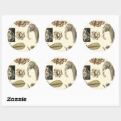 Bestückte Tiere auf Creme-Hintergrund gemalt Runder Aufkleber (Blatt)