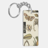 Bestückte Tiere auf Creme-Hintergrund gemalt Schlüsselanhänger (Vorderseite links)