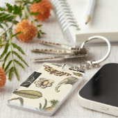 Bestückte Tiere auf Creme-Hintergrund gemalt Schlüsselanhänger (Vorderseite rechts)