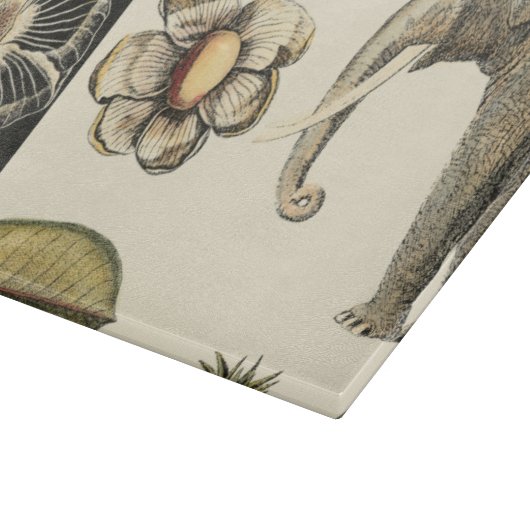 Bestückte Tiere auf Creme-Hintergrund gemalt Schneidebrett (Ecke)