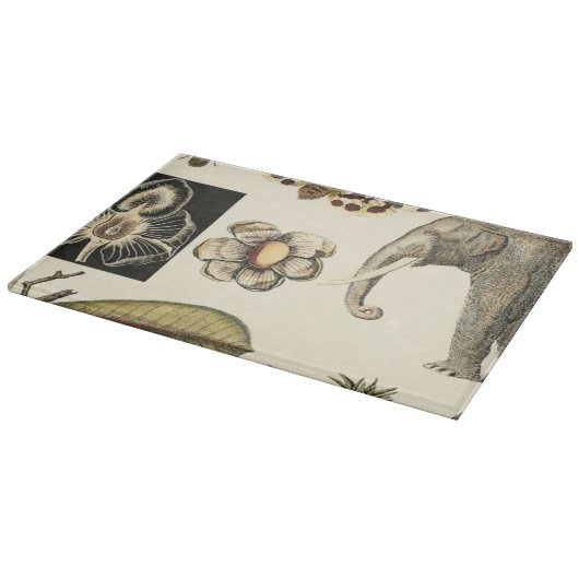 Bestückte Tiere auf Creme-Hintergrund gemalt Schneidebrett (Ecke)