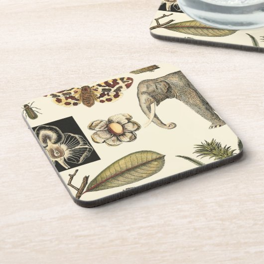 Bestückte Tiere auf Creme-Hintergrund gemalt Untersetzer (Linke Seite)