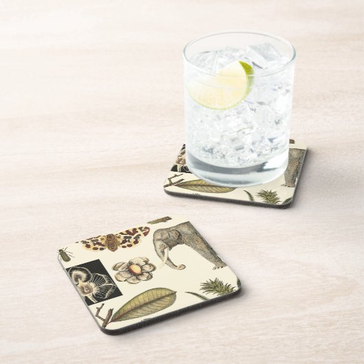 Bestückte Tiere auf Creme-Hintergrund gemalt Untersetzer (Rechte Seite)