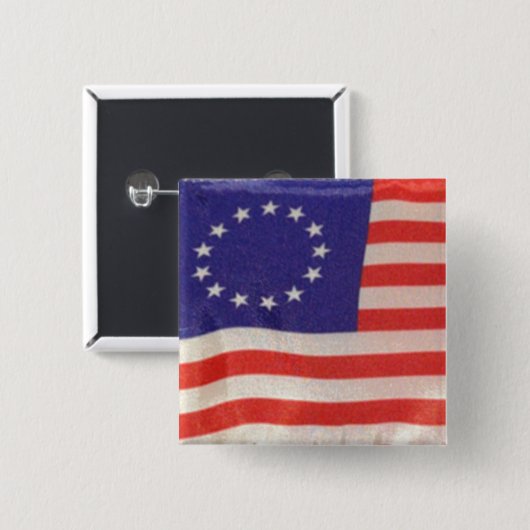 Besty Ross American Flag Square Button Button (Vorne & Hinten)