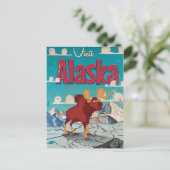 Besuch Alaska Cartoon Vintage Poster Postkarte (Stehend Vorderseite)