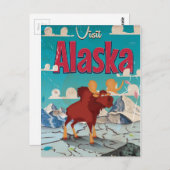 Besuch Alaska Cartoon Vintage Poster Postkarte (Vorne/Hinten)