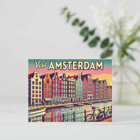 Besuch Amsterdam Postkarte (Stehend Vorderseite)