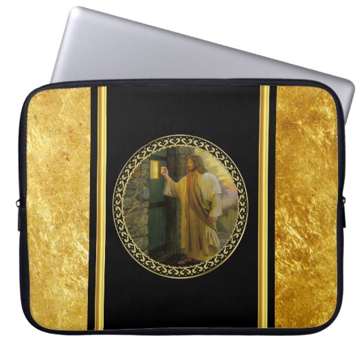 Besuch bei Morgengrauen Jesus klopfen an einer rus Laptopschutzhülle (Vorderseite)