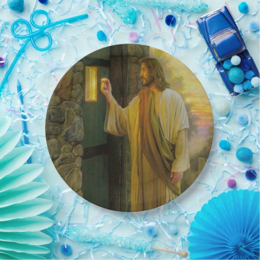 Besuch bei Morgengrauen Jesus klopfen an einer rus Pappteller (Party)