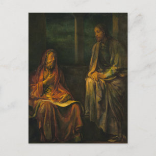 Besuch des Nikodemus bei Christus von John La Farg Postkarte