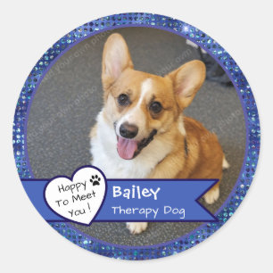 Besuch des Therapiehundes Blue Sparkle Custom Runder Aufkleber