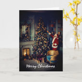 Besuch des Weihnachtsmanns, Weihnachtsgrüße Karte (Gelbe Blume)