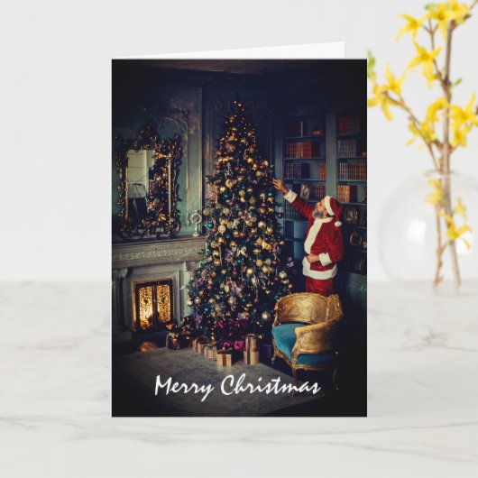 Besuch des Weihnachtsmanns, Weihnachtsgrüße Karte (Gelbe Blume)